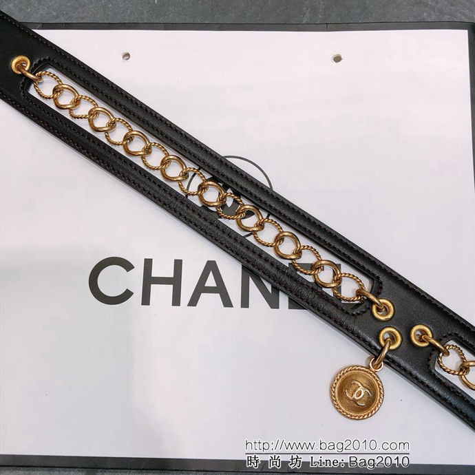 CHANEL香奈兒 19新款 34MM精品腰封 zp開模 雙面頭層牛皮腰帶 純銅打造特色腰鏈  xfp1272